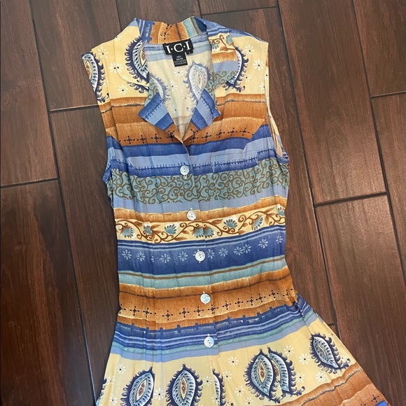 VINTAGE 1990’s PAISLEY PATTERN SKY BLUE ROMPER BY I.C.I. - Picture 4 of 13